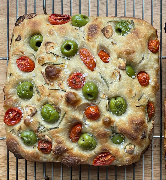 Seasonal Olive + Herb Focaccia